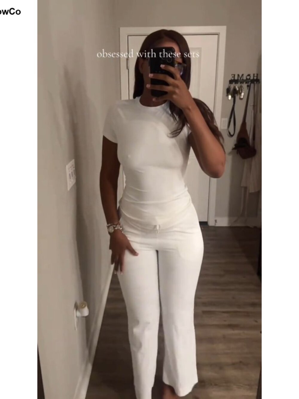 Women's 2 Piece Lounge Set Nylon Spandex Wide Leg Pants Short Sleeve - Picture 5 of 5
